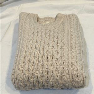 Fossil Men's Light Beige Cable Knit Crewneck Sweater